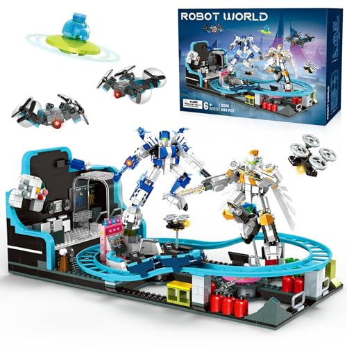Rongmeiz Space Roller Coaster Building - 1257 PCS Creative STEM Project with Rocket Launch & Satellite Station，Interactive Building Toys for Kids Ages 6-12，Educational Birthday Gift for Boys & Girls