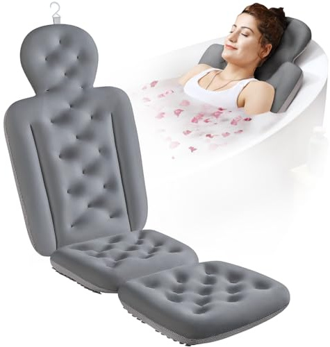 Full Body Bath Pillow for Bathtub, Thick Bathtub Cushion, Luxury Tub Pillow for Bath for Headrest Neck and Back Support Gray 51 x 16