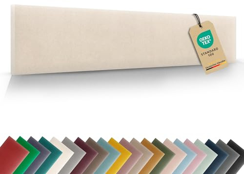 VELUYA Wandpolster Wandkissen Rechteck – Samt, Polsterplatte 100 x 20 cm, Polsterpaneele, Oeko-TEX, Made in EU, Ecru M18