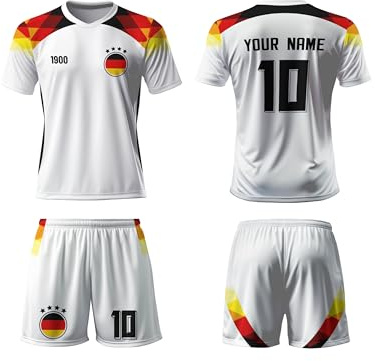 Generisch Fußball Trikot Kinder Set,Personalisierte Trikot Set mit Eigenem Namen & Nummer,Team -Logo, Fußball Geburtstag Geschenk für Kinder,Herren,Jungen, Atmungsaktiv