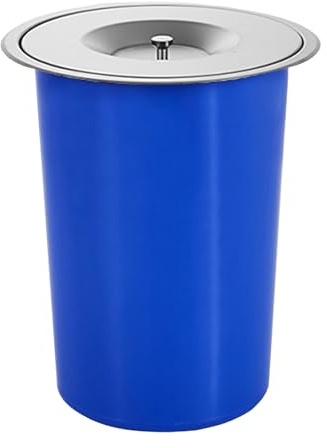 Cubo de Basura Empotrado para encimera, Redondo, con Tapa integrada, de plástico, de Acero Inoxidable 304 Cepillado, Oculto, para Cocina, Oficina, Escritorio, Bar, Banco.