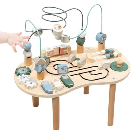 Mxshc Baby Aktivitätstisch | Spieltisch Für Kleinkinder,Pädagogischer Holz Spieltisch Aktivitätstisch Geschenkidee Für Kinder Familie