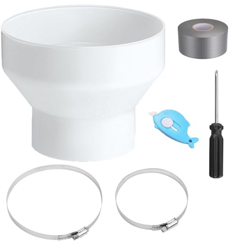 Zorplex Reductor de Conducto Redondo, Adaptador de Tubo ABS de 150mm a 100mm, Tubería con 2 Abrazaderas de Acero Inoxidable, para Extractor de Aire, Campana Extractora, Conductos de Ventilación