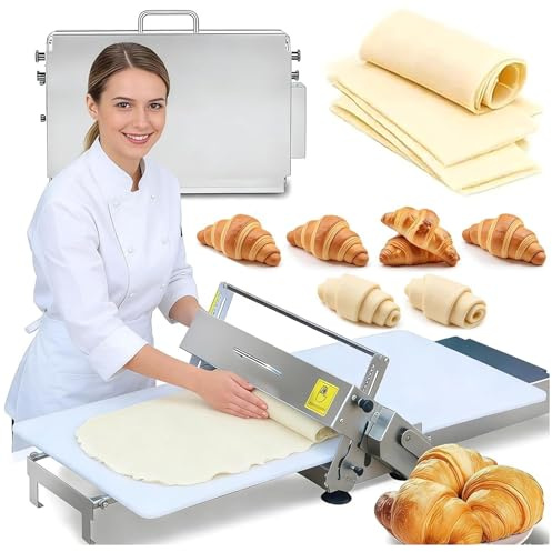 Sfogliatrice Pieghevole Portatile con Spessore Regolabile da 0 a 25 mm, Macchina per Sfoglia Commerciale per Croissant, Pizzerie e Panifici 90x40cm