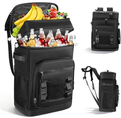 Large Waterproof Insulated Cooler Backpack,30 Litre Cool box,Insulated Cooler Bag Lunch Bag Keep Warm and Cold,Leak Proof Cool Backpack With Carriying Straps, Multiple Pockets for Travel, Camping