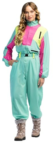 Boland – Retro Skianzug, leuchtet im Schwarzlicht, 80er-Jahre Kostüm für Damen, Apres Ski Party Outfit, Anzug für Faschingskostüme