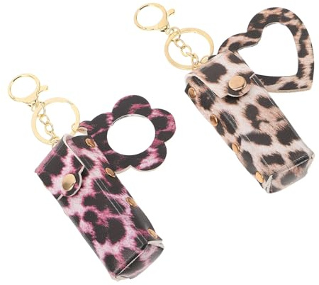 Trousse de Maquillage Léopard en PU avec Miroir, Lot de 2, Voyage | Pochette Compacte avec Porte-clés en Métal, Rangement Anti-rayures, pour Essentiels Féminins en Déplacement