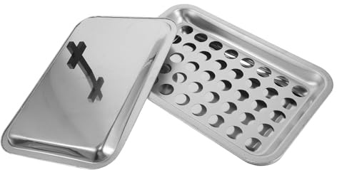 NUOBESTY Vassoio per Comunione in Acciaio Inox per Chiese Portabicchieri con Coperchio Vassoio da Tazze per Servizio Messa Resistente alla Corrosione