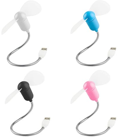 Cerioll 4Pcs Mini Lüfter, Mini USB Ventilator, Flexibler Lüfter, Faltbar Schwanenhals Fan, Schwanenhals Ventilator, Flexibler USB -Fan mit Weichen Lüfterflügeln Für Laptop Zuhause Büro