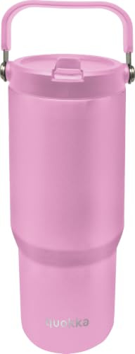 Vaso Quokka Core Blossom Pink 860ml - Asa Ergonómica - Boquilla Integrada Cómoda - Doble Pared Acero Inoxidable - Térmico Reutilizable