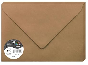 Clairefontaine – Ref 29002C – pollen kraftkuvert (paket med 20) – C5 (162 x 229 mm) i storlek, 120 gsm kraftpapper, syrafritt, laser- och bläckstråleskrivare kompatibel – kraftfinish