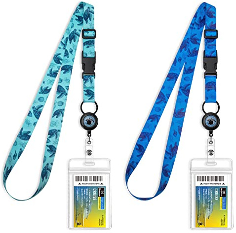 MNGARISTA Cruise Lanyards, Adjustable Lanyard with Retractable Reel, Waterproof ID Badge Holder for All Cruises Ships Key Cards, 2pack