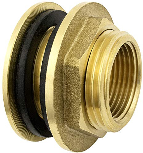 SHYNE Raccordo per Serbatoio di Alta qualità da 3/4 Pollice in Ottone - 2X guarnizioni in Gomma per Rubinetto dell'Acqua, cisterna, barile da Pioggia, Serbatoio IBC (3 pz)