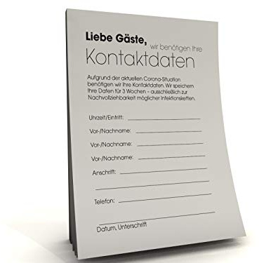 Kontaktdaten-Zettel für Gastronomie 500 Blatt