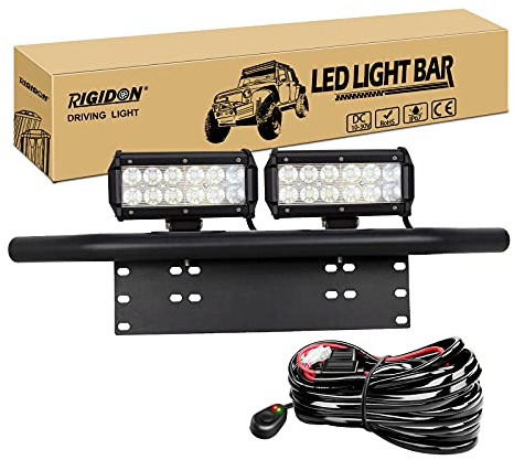 RIGIDON 2 Pcs 7 zoll 18cm 36W flood led arbeitsscheinwerfer mit 12V kabelbaum und kfz kennzeichenhalterung, Außen led flutlichtstrahler offroad beleuchtung für Auto SUV LKW, 4x4 Fahrzeuge, 6000K