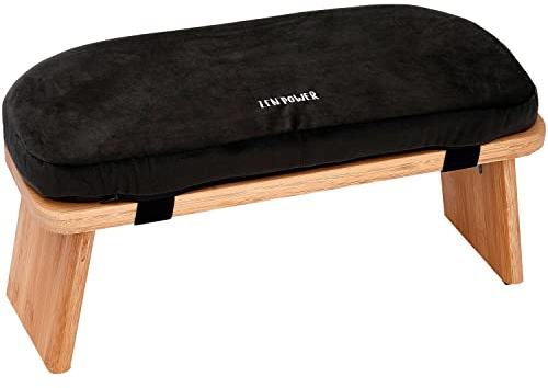 Zen Power - Taburete de yoga ergonómico de madera, accesorios de yoga, banco de culturismo y oración para los momentos espirituales, cómodo y acolchado, negro