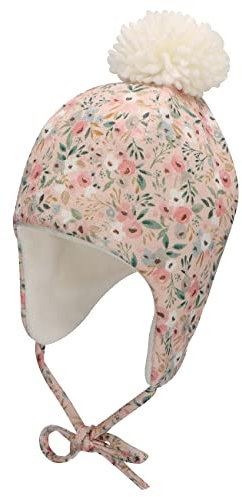 Sterntaler Baby Mädchen Mütze Baby Inka Blümchen Mütze - Mütze Baby, Kappe Kinder - bedruckt mit Blumen und Bindeband - rosa, 47