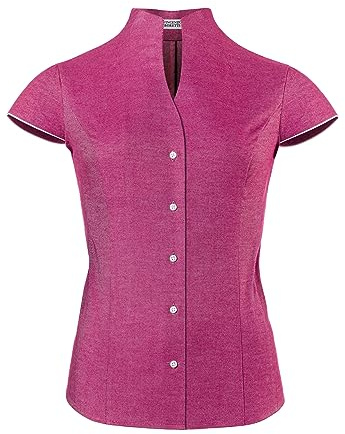 Vincenzo Boretti Blusa, Modern-Fit/Taglio Abbastanza Aderente, Colletto Alto, Morbido Oxford, Maniche Corte Rosso 40