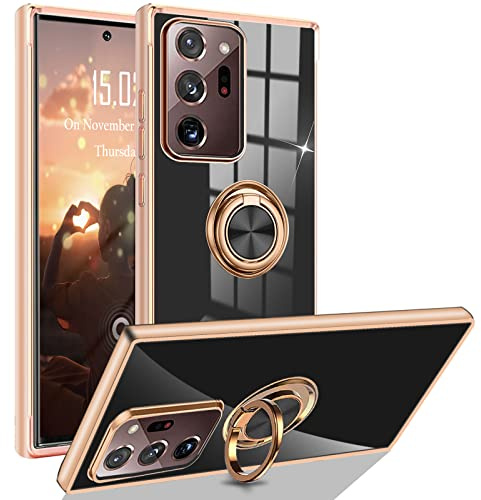 XCYYOO Hülle für Samsung Galaxy Note 20 Ultra mit Ring Handyhülle Magnetische Autohalterung 360° Halter Ständer Luxuriös Galvanisierte Kratzfest Stoßfest Silikon Dünn Schutzhülle Bumper Case