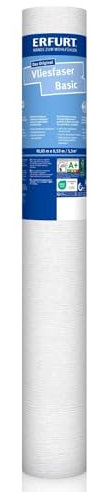 Erfurt Vliesfaser Basic 107 Weiß überstreichbare Vliestapete weisse Tapete mit Struktur 1 Rolle 10.05 x 0.53m
