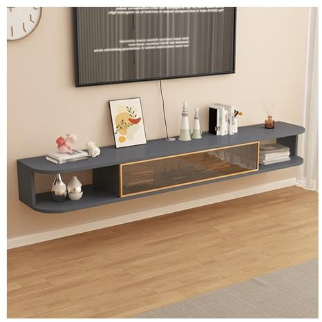 TV-Schrank Mit Glastür, Hängendes TV-Gerät, Unterhaltungsschrank, Wohnzimmer-Medienkonsole, Aufbewahrungsschrank Für Kleine Wohnungen (Color : Gray-B, S : 120cm)