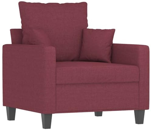 vidaXL Sessel, Sofa Relaxsessel mit gepolstertem Sitz Armlehnen, Fernsehsessel Loungesessel Metallgestell, Polstersessel Ruhesessel für Wohnzimmer, Weinrot Stoff