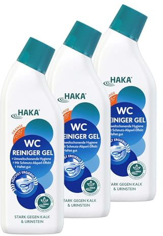 HAKA WC Reiniger Gel Orange, 3x 740 ml, extra stark gegen Kalk & Urinstein