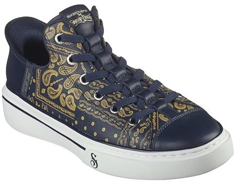 Skechers herr 251017Sneaker, Marinblå guld bandana tryck läder, 43 EU