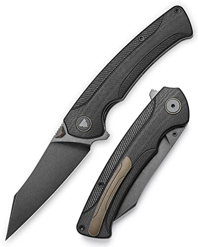 TRIVISA Klappbares Taschenmesser für Männer mit Ti Clip,EDC Outdoor Camping Messer,3.66 PVD Blackwash S35VN Stahl Reverse Tanto Wharncliffe Klinge ，Lynx-03B