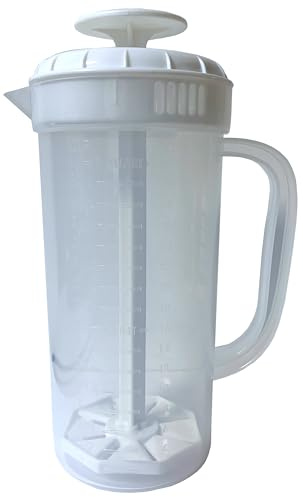 JBK Pottery Salad Dressing Mixer, 1 Quart Capacity, Plastic Blender with Measurements, Emulsifies Ingredients for Homemade Ranch, Vinaigrettes, Italian Dressings & More, Many Color Options (White)