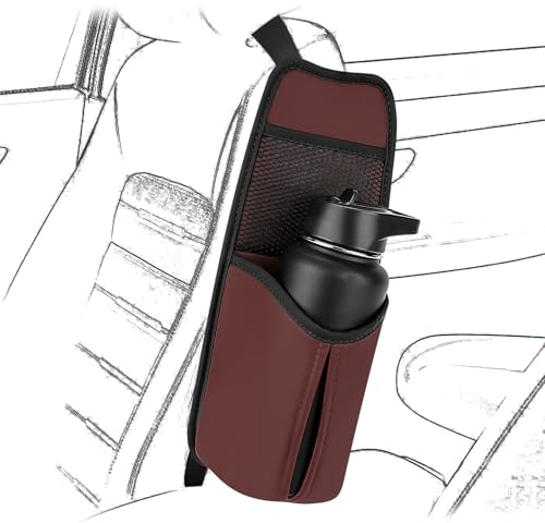 Linkidea Car Seat Side Water Bottle Organizer Compatible with YETI Rambler Bottle 26oz/36oz, Owala FreeSip 32oz/40oz, Vehicle Seat Side Storage Hanging Bag Holder for Large Bottles, Wine Red