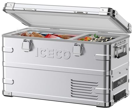 ICECO APL35 12 volt bilkylskåp, 37 quart (30 liter) lätt aluminium 12 v bärbar kyl och frys, SECOP nanokompressor, --33°F~44°F, 12/24V DC, 100-240V AC för utomhusbruk, camping, husbil, båt