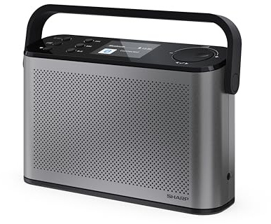SHARP DR-P540(GY) Osaka Tragbares Digitalradio – DAB+/FM, Bluetooth 5.3, BestTune-Technologie, 120 Radiosender-Speicherplätze, USB-C Ladeanschluss, 12 Std Akkulaufzeit, 2,4 Zoll Farbdisplay – Grau
