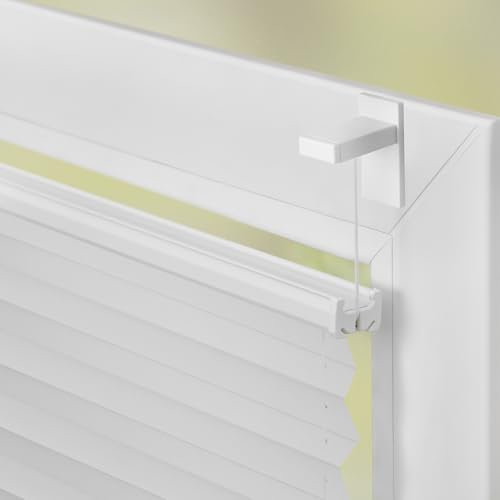 Lichtblick Plissee Klebfix, ohne Bohren, verspannt, Blickdicht, Hitzeschutz - Weiß 40 cm x 210 cm (B x L)