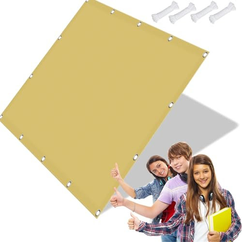 Carports Kennel Tissu d'ombrage imperméable avec œillets, protection solaire à 98 %, idéal pour balcon, durable et résistant aux UV, 430 x 540 cm, crème