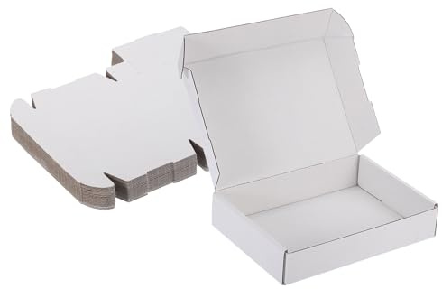 PATIKIL 20 x 15 x 5 cm små fraktlådor, 20 st korrugerad kartong presentaskar för förpackning postflyttning förpackningar små företagslådor vit