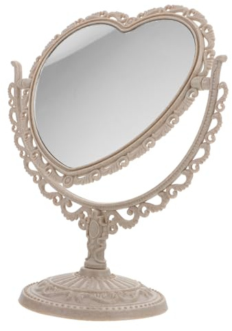 VINTORKY Herzförmiger Kosmetikspiegel Doppelseitig Mit Drehfunktion Make up Spiegel Für Schlafzimmer Und Arbeitszimmer Stabiler Tischspiegel Mit Hochauflösender Oberfläche
