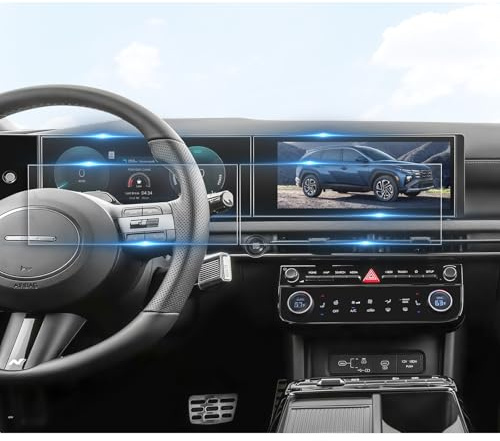 BIBIBO Film de protection compatible avec Hyundai Tucson NX4 2025, 12,3 Nano protection écran anti-rayures Tucson Premium Films de protection (navires + cockpit 4 pièces)