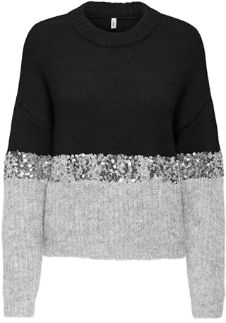 ONLY Damen Onlmaine Life Ls Sequin Block O-Neck KNT Onlmaine Life Ls Sequin Block O-Neck KNT (1er Pack)