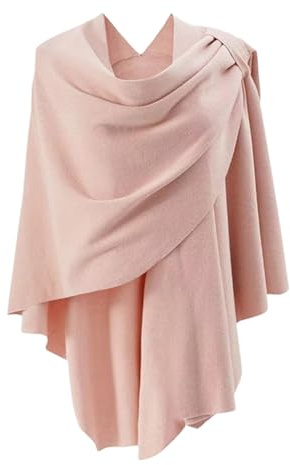 Kashmir halsduk damer röd damponchos med stor framdel, stickad tröja, omlottfastsättning, vinter, eleganta halsdukar, cape konsertklänning, skidhalsduk män, ROSA, one size