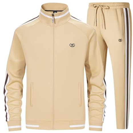 wiebdncj Herren Casual Trainingsanzüge Langarm Jogging Anzüge Sweatsuit Sets Trainingsjacken und Hosen 2 Stück Outfit JW5014-L