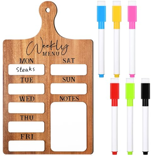 Honeydak Menu Chalkboard for Kitchen Weekly Meal Planner Wood, 6 Pens