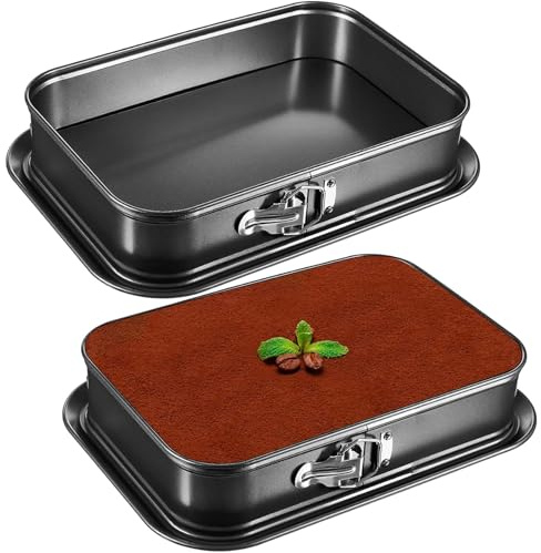 YFNVH 2 Stück Springform Rechteckig 36 x 24 cm, Backform eckige Tiramisu Form mit Antihaftbeschichtet Kuchenform Kohlenstoffstahl Auslaufsicher, Verschließen für Kuchen, Torte, Brownie