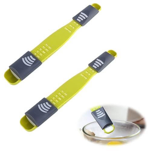 Bekecidi Cuchara Medidora Ajustable de Plástico, 8 Compartimentos, Cucharas Medidoras para Polvos, Herramientas Multifunción para Hornear, Cocinar y Preparar Polvos