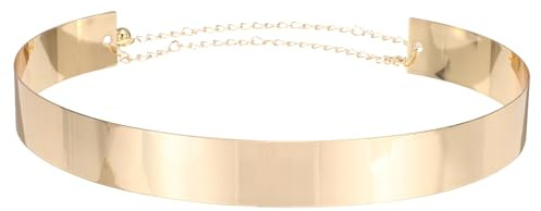 sourcing map Metal Waist Belts for Women, Adjustable Waist Chain Belt Body Link Chain Belt for Dresses, Skirts, Jeans, Shirt (Gold, Wide Band)