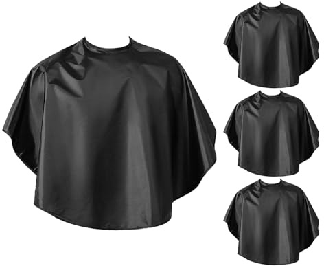 ARTSEWPLY 4pezzi da Taglio in Poliestere per Tintura Capelli Grembiule da Salone Nero Oversize Mantello Protettivo per Permanente e Colorazione Adatto per Adulti e Professionisti