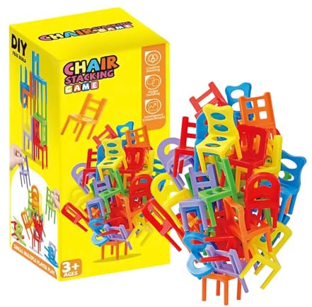 Générique Ensemble De D'Empilage De Chaises - Défis de Fête Éducatifs Amusants Interactifs et Colorés | Jeu d'Équilibre de Table et Adultes - pour Amis Couples Filles Garçons