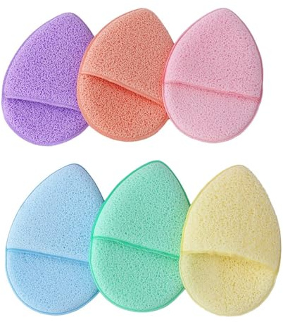 ZOMKIFA 6 Esponjas Facial Exfoliantes Reutilizables, Almohadillas Desmaquillantes Lavables para Limpieza Facial & Masaje, Accesorios de Belleza Viaje