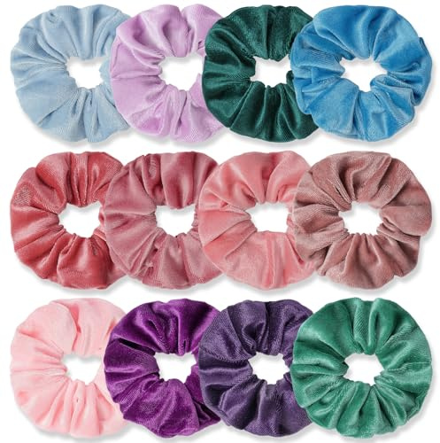 HOTUT Haargummi Scrunchie,12 Stück Haargummis Scrunchies für Damen,Premium Samt Haargummis,Mehrere Farben,Haargummis starker Halt für Damen und Mädchen
