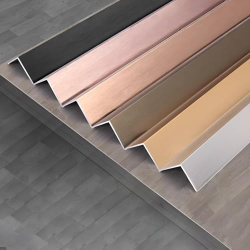 Eckschutzschiene Aluminium 270cm–Eckprofil 90° Gleichschenklig Fliesenschiene Außenecke Abschlussprofil/Abschlussleiste & Zierleiste Übergangsprofil für Fliesen Boden Wand Kanten(Titangold,50x50mm)